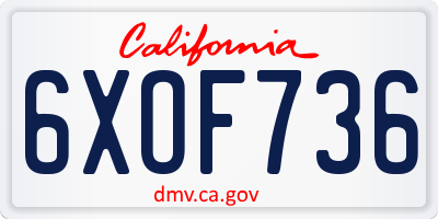 CA license plate 6XOF736