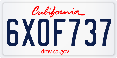 CA license plate 6XOF737