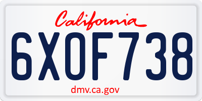 CA license plate 6XOF738