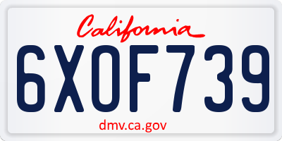 CA license plate 6XOF739