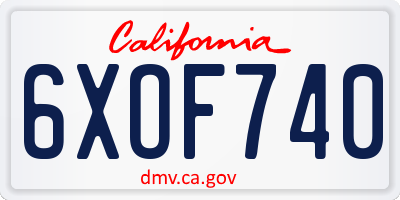 CA license plate 6XOF740