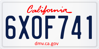 CA license plate 6XOF741