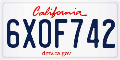 CA license plate 6XOF742