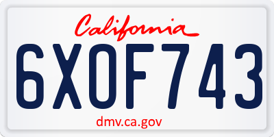 CA license plate 6XOF743