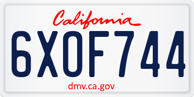 CA license plate 6XOF744