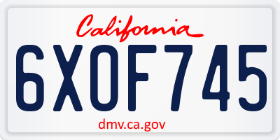 CA license plate 6XOF745