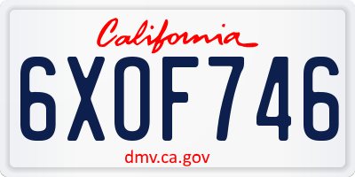CA license plate 6XOF746