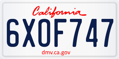 CA license plate 6XOF747