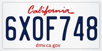 CA license plate 6XOF748