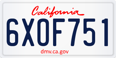 CA license plate 6XOF751