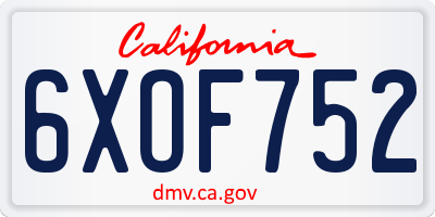 CA license plate 6XOF752