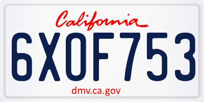 CA license plate 6XOF753