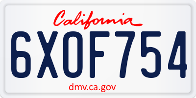CA license plate 6XOF754
