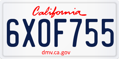 CA license plate 6XOF755