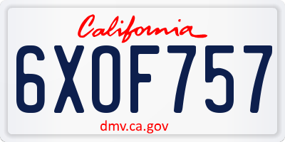 CA license plate 6XOF757