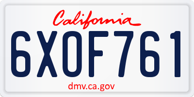 CA license plate 6XOF761