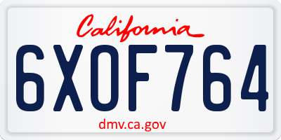 CA license plate 6XOF764