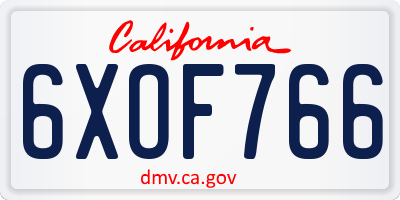 CA license plate 6XOF766