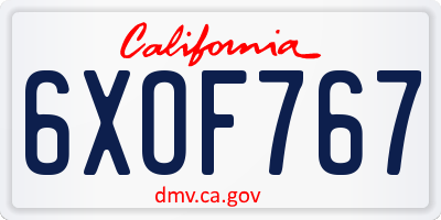 CA license plate 6XOF767
