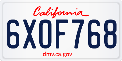 CA license plate 6XOF768
