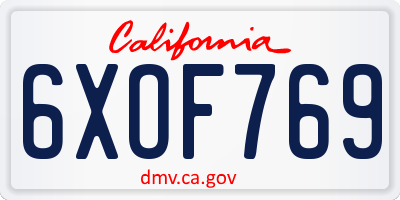 CA license plate 6XOF769