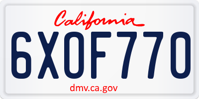 CA license plate 6XOF770