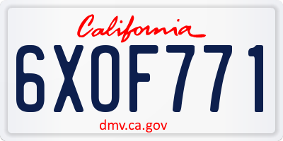 CA license plate 6XOF771