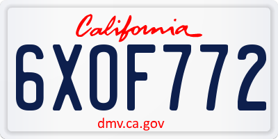 CA license plate 6XOF772