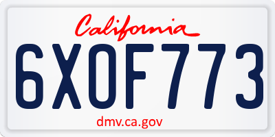 CA license plate 6XOF773
