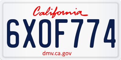 CA license plate 6XOF774