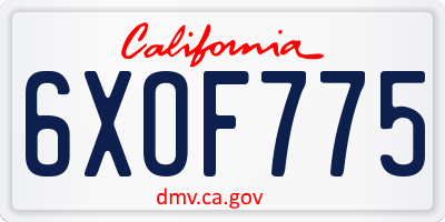 CA license plate 6XOF775