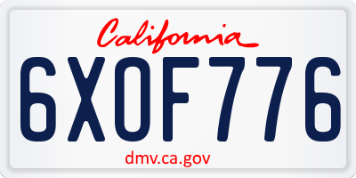 CA license plate 6XOF776