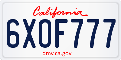 CA license plate 6XOF777