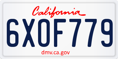 CA license plate 6XOF779