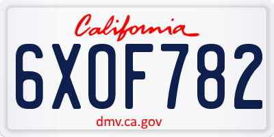 CA license plate 6XOF782