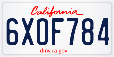 CA license plate 6XOF784