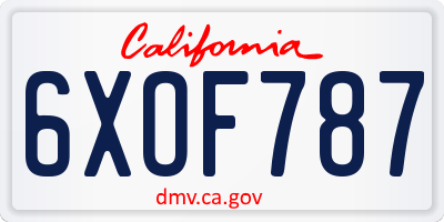 CA license plate 6XOF787