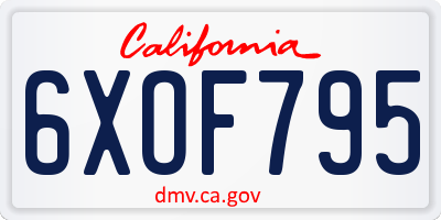 CA license plate 6XOF795
