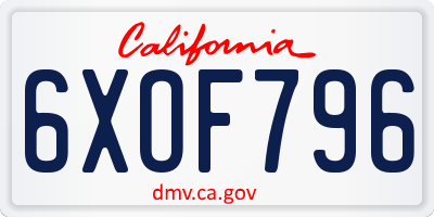CA license plate 6XOF796