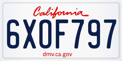 CA license plate 6XOF797
