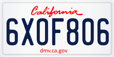 CA license plate 6XOF806