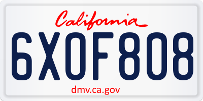 CA license plate 6XOF808