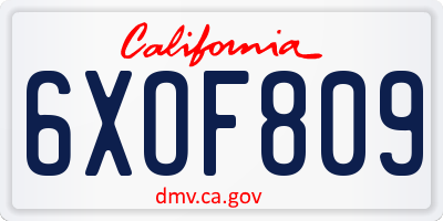 CA license plate 6XOF809