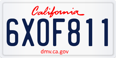 CA license plate 6XOF811