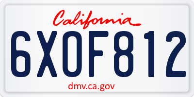 CA license plate 6XOF812