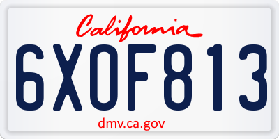 CA license plate 6XOF813