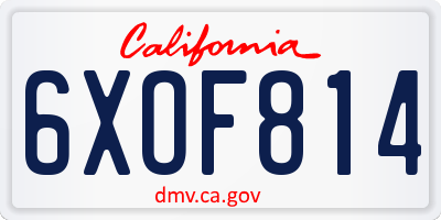 CA license plate 6XOF814