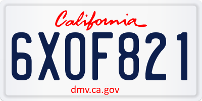 CA license plate 6XOF821