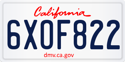 CA license plate 6XOF822