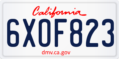 CA license plate 6XOF823